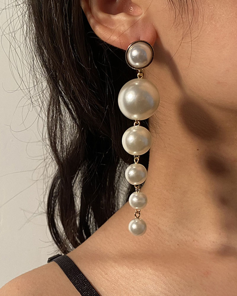 

Beaded Drop Earring, White