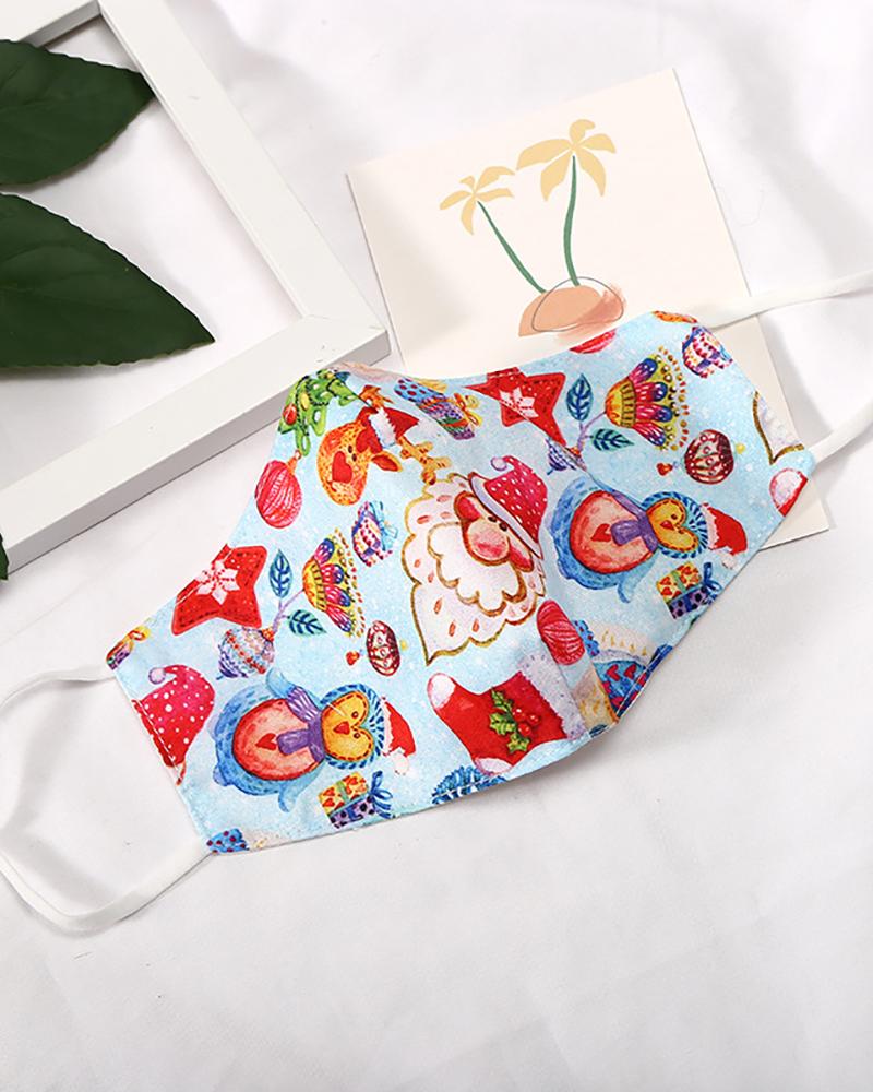 

1PCS Christmas Print Breathable Filter Face Mask, Style4