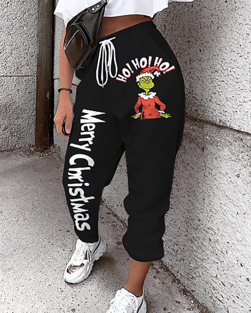 

Christmas Print Drawstring Casual Sweatpants, Style5