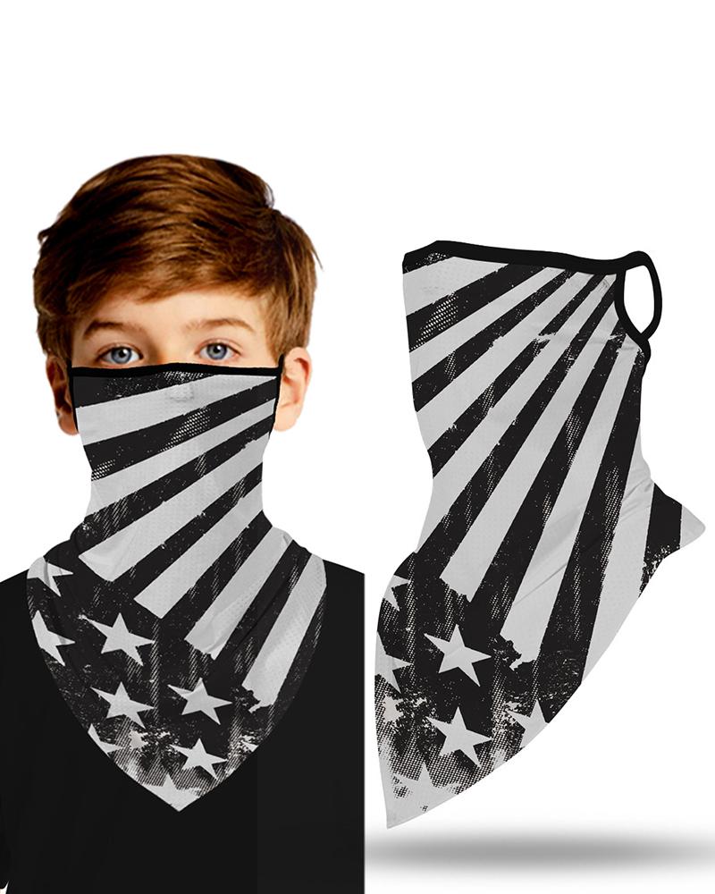 

Flag Print Breathable Ear Loop Face Cover Windproof Outdoors For Children, Black