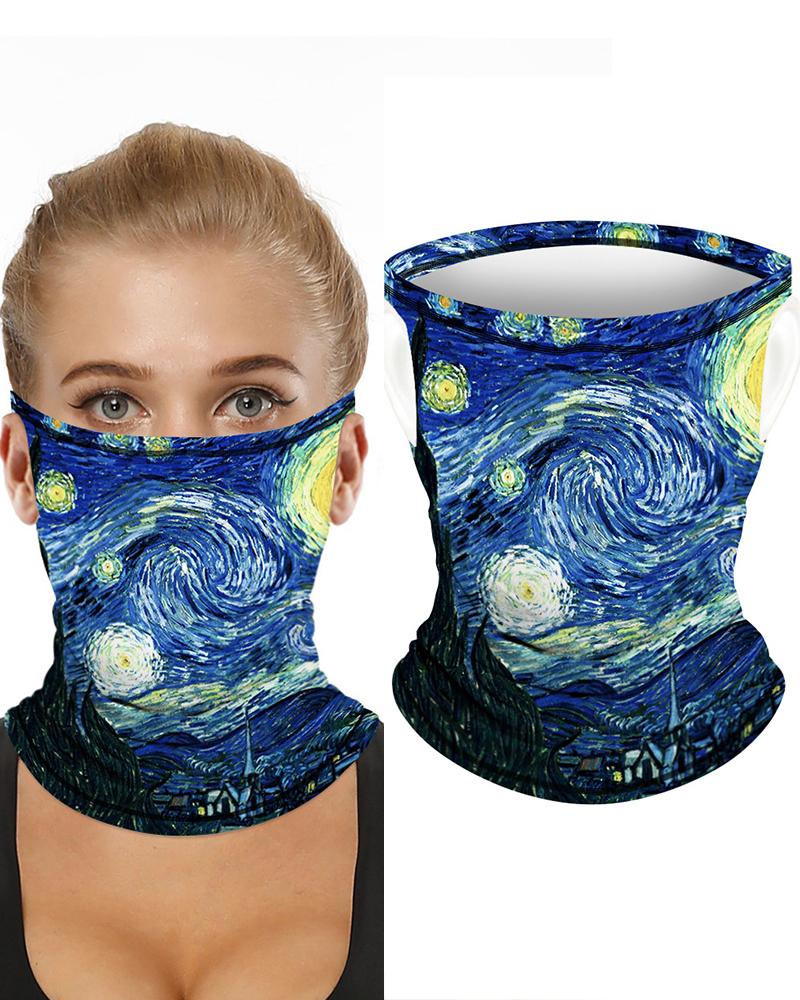 

Sparkle Sky Print Breathable Ear Loop Face Bandana Headwrap, Blue