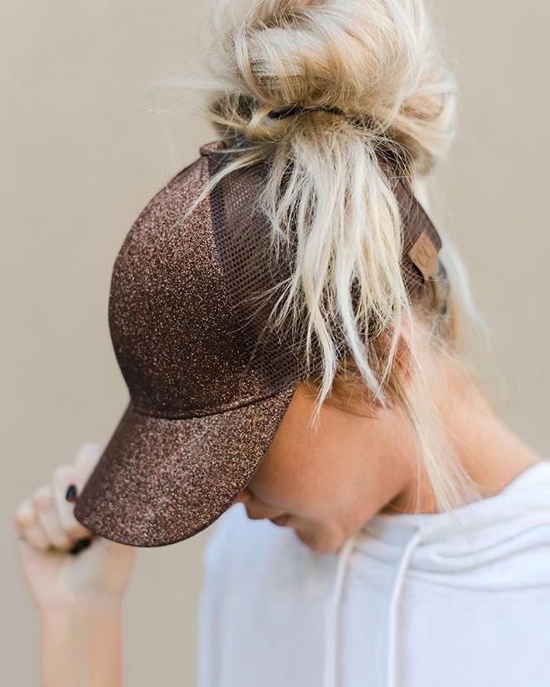 

Glitter Baseball Cap, Brown