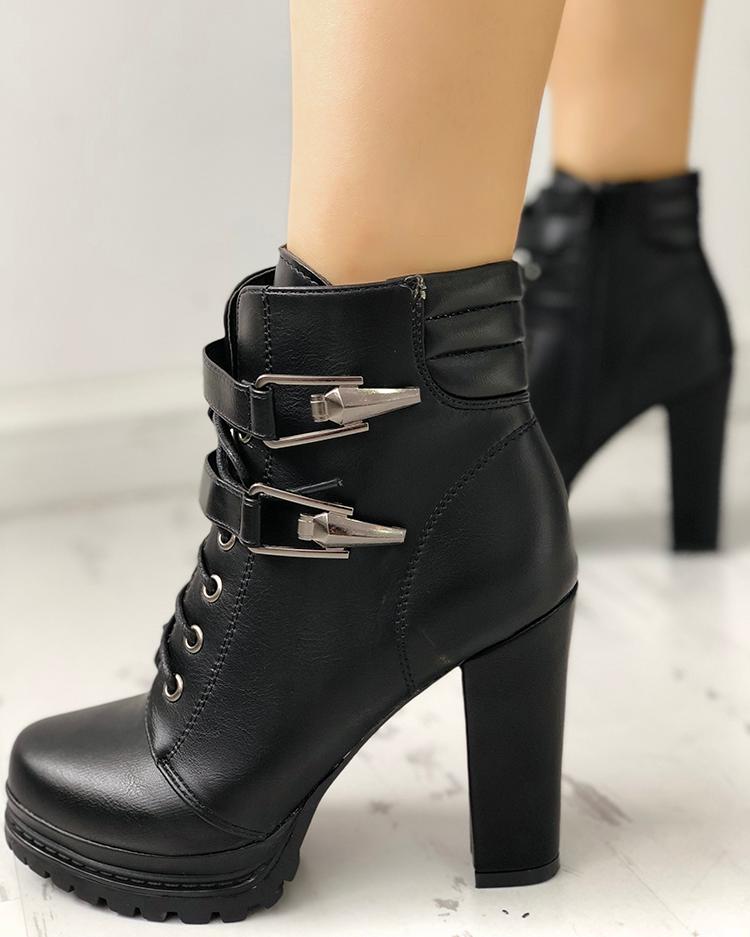black chunky heeled ankle boots