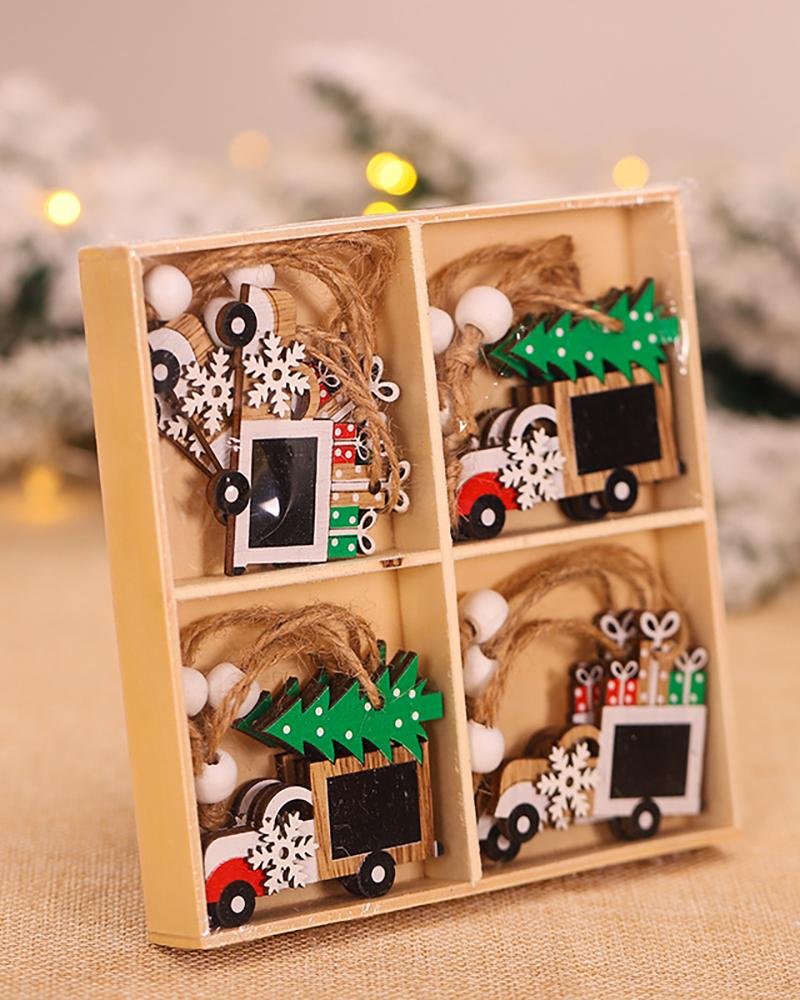 

12PCS/Set Christmas Mutil Pattern Wood Ornaments, Style3
