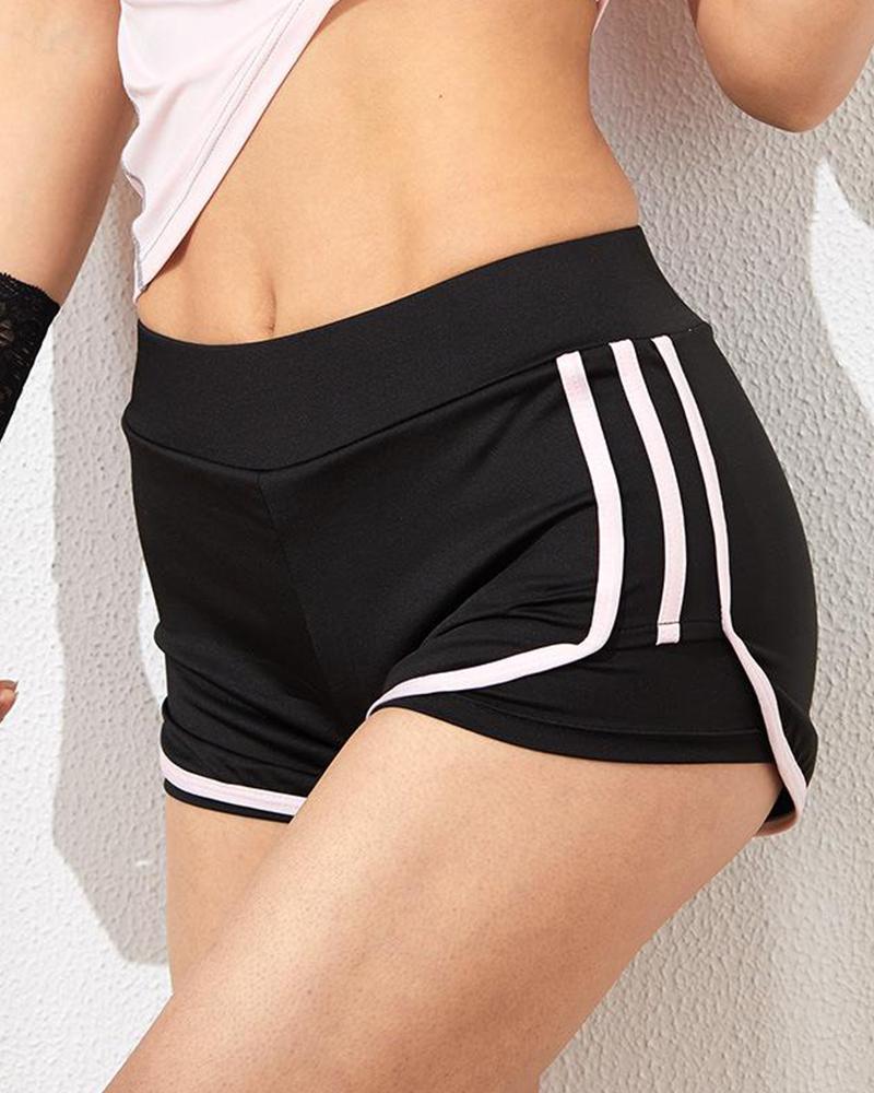

Side Striped Yoga Shorts, Pink