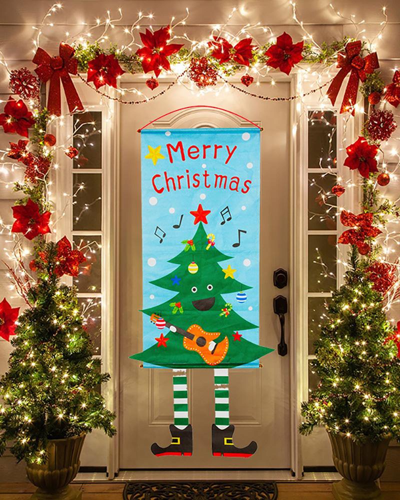 

1PCS Christmas Porch Door Banner Hanging Ornament, Blue