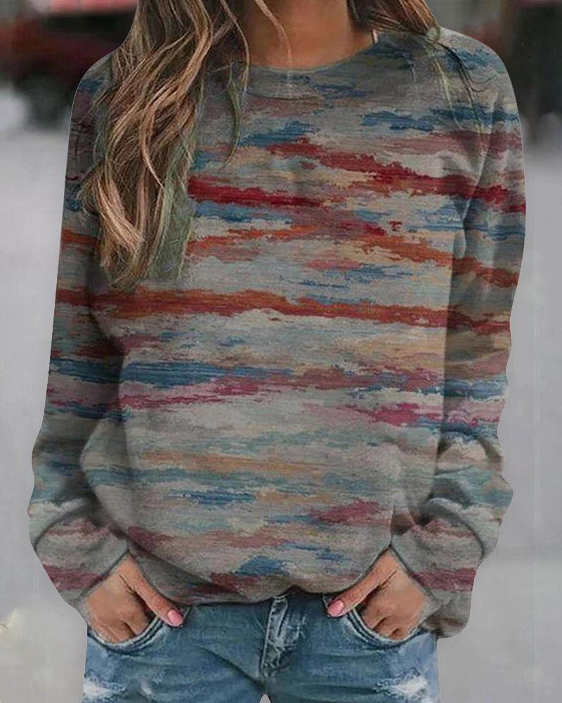 

Colorblock Long Sleeve Casual Top, Style1