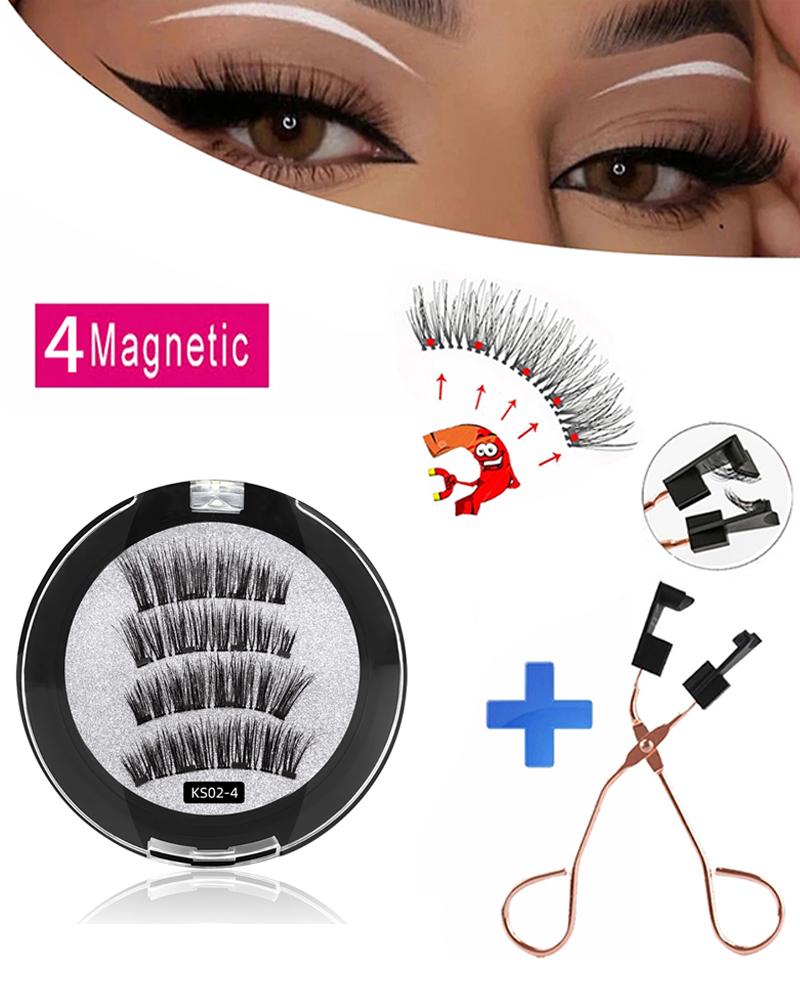 

3D Mink 5 Magnets Reusable False Eyelashes With 1PCS Eyelash Curler, Style6