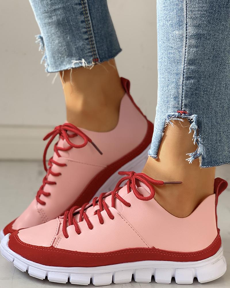

Lace-Up Suede Insert Sneakers, Red