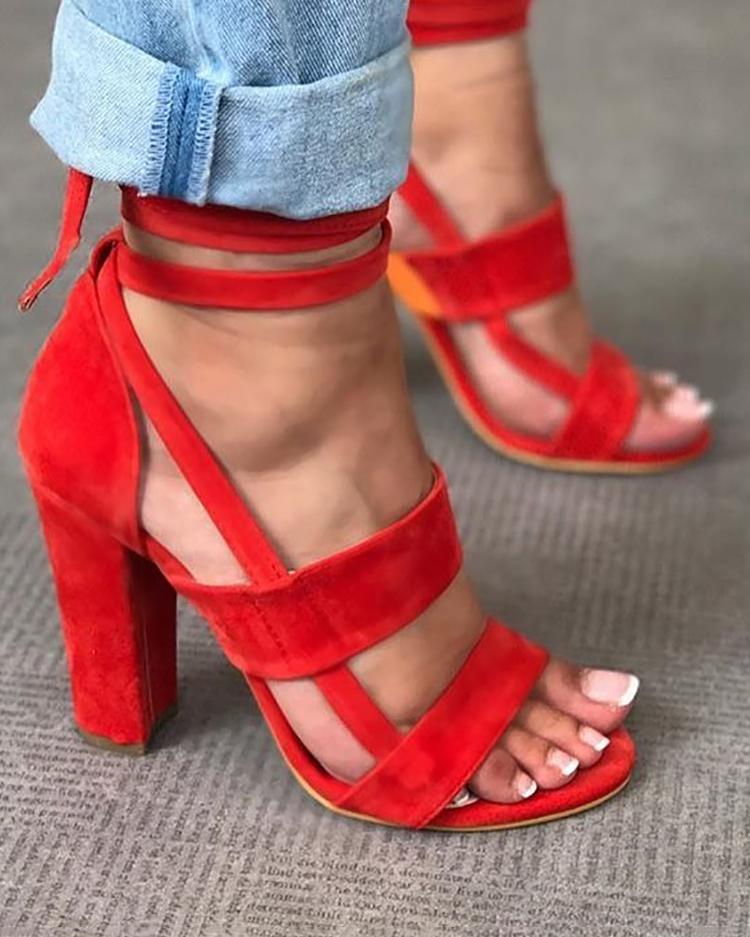 colorful geo applique chunky heeled sandals