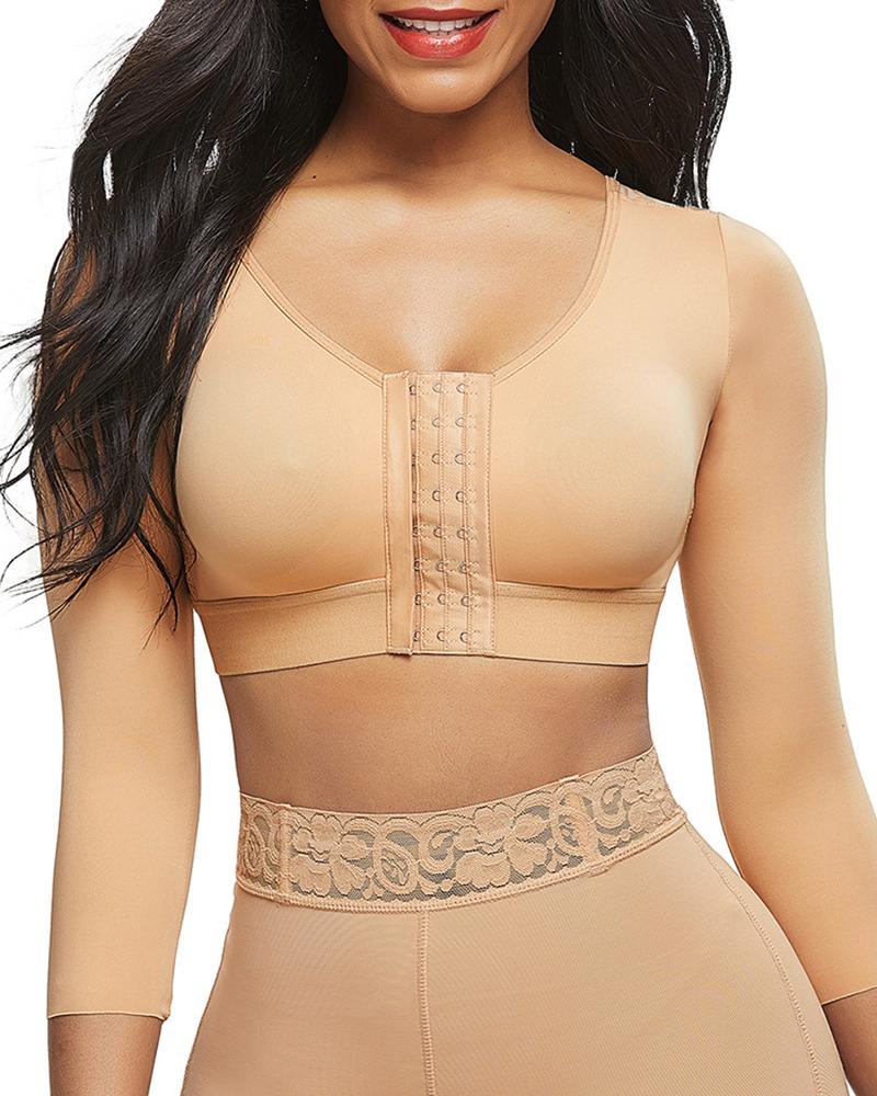 

Solid Color Long Sleeve Without Steel Ring Yoga Bras, Nude