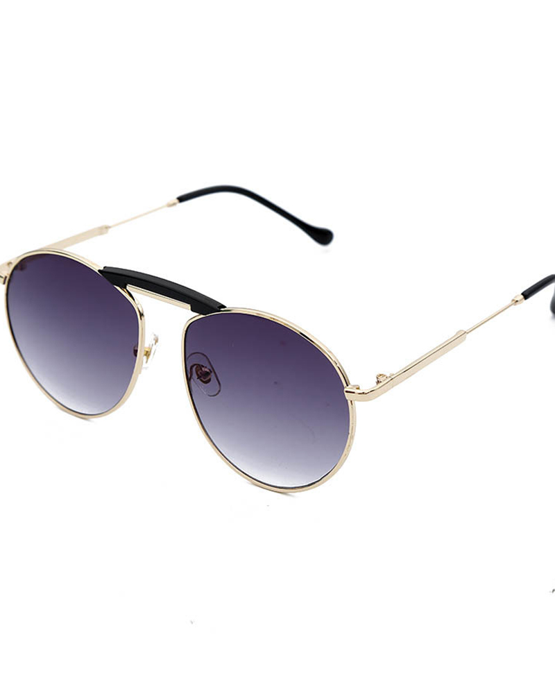 

Punk Retro Style Round Metallic Sunglasses, Gray