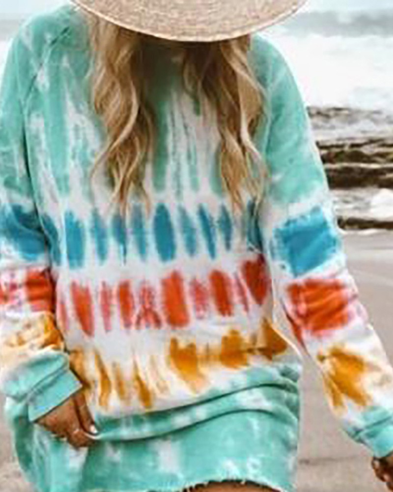 tie dye fringe dress