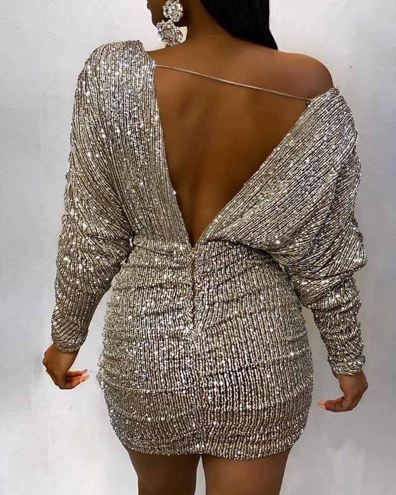 Rückenfreies Pailletten Kleid