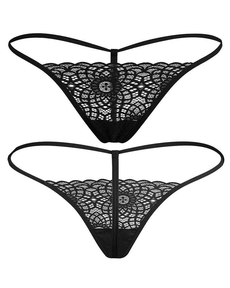 

Low Rise Guipure Lace G-string Thong Panty, Black