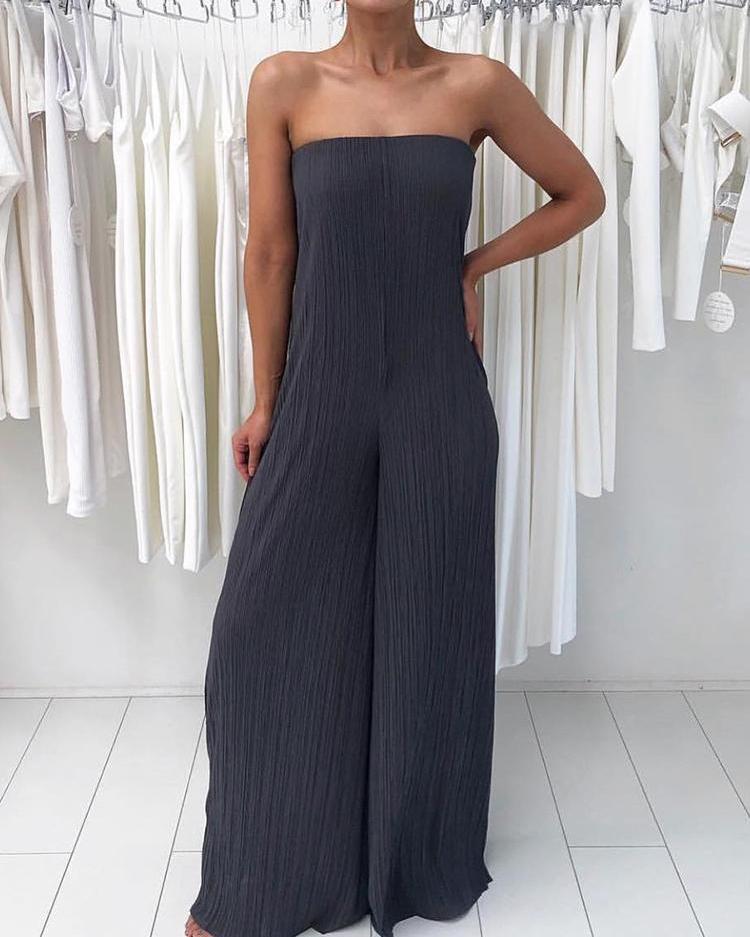strapless wide leg jumpsuit