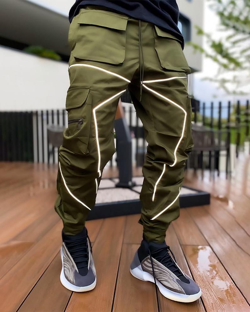 

Men Colorblock Pocket Design Cargo Pants, Army green