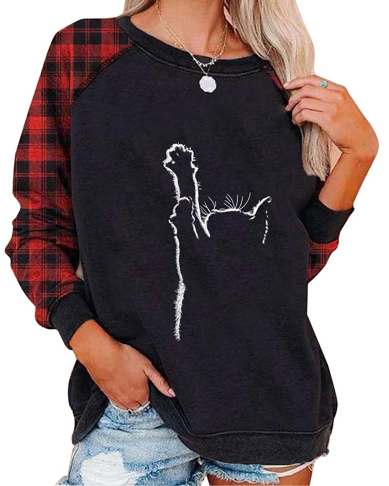 

Heart Pattern Lantern Sleeve Plaid Sweatshirt, Style2