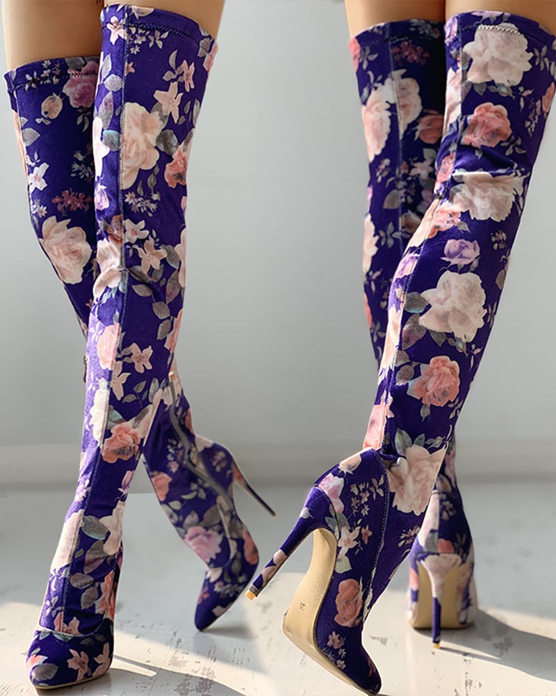 knee high floral boots
