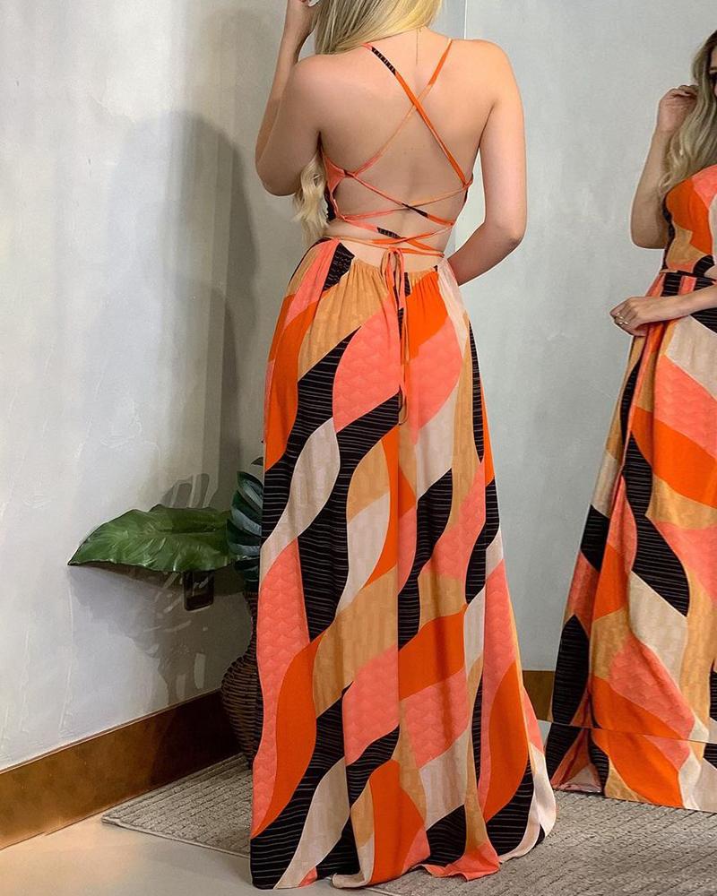 

Backless High Slit Maxi Dress, Orange