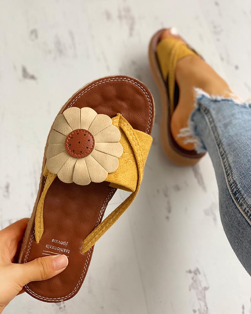 floral toe post sandals