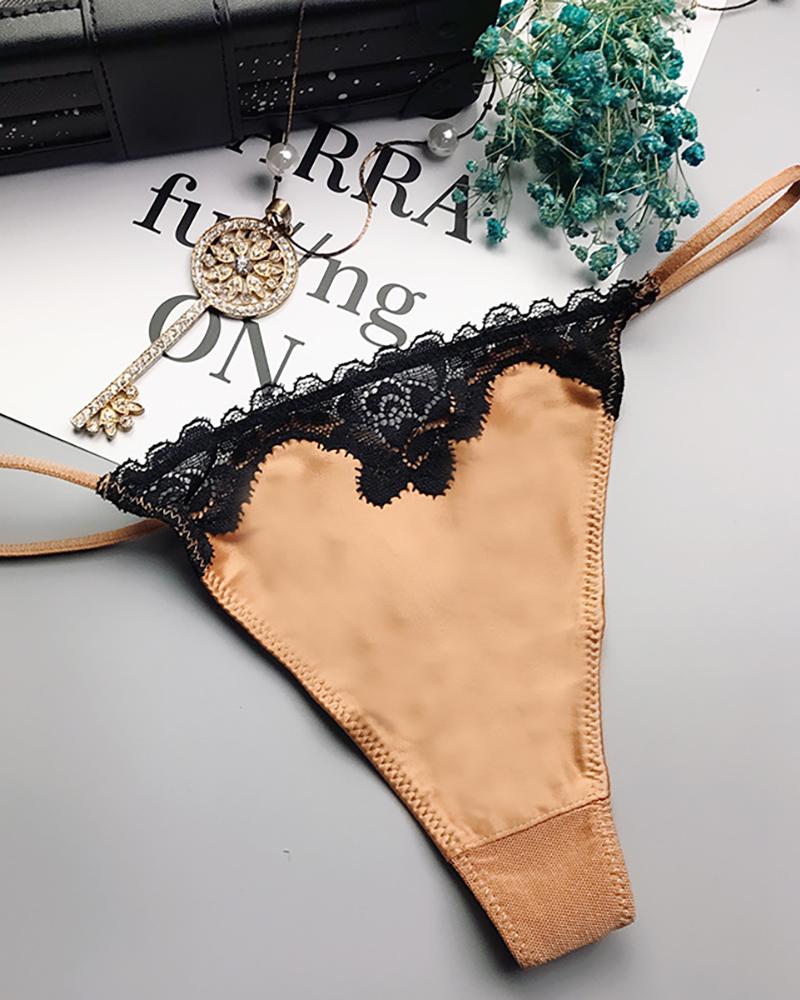 

Sexy Contrast Lace G-string Panty, Khaki
