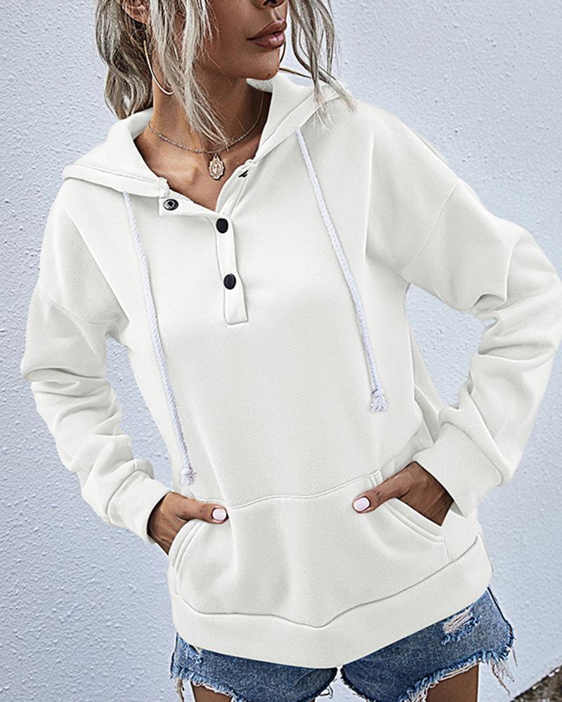 

Solid Long Sleeve Hoodies Sweatshirts, Beige