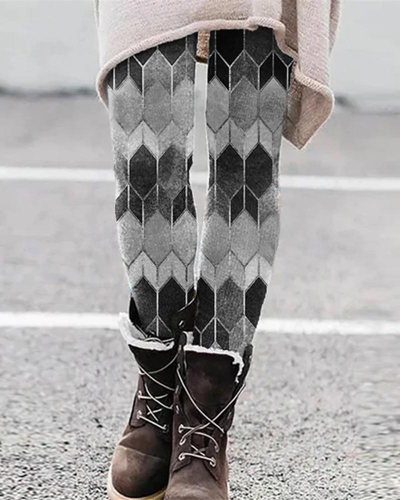 

Abstract Print Skinny Leggings, Gray