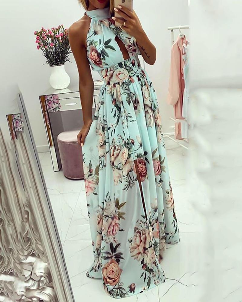 green floral maxi dress