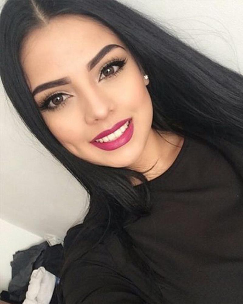 

Long Straight Human Hair Wig, Black