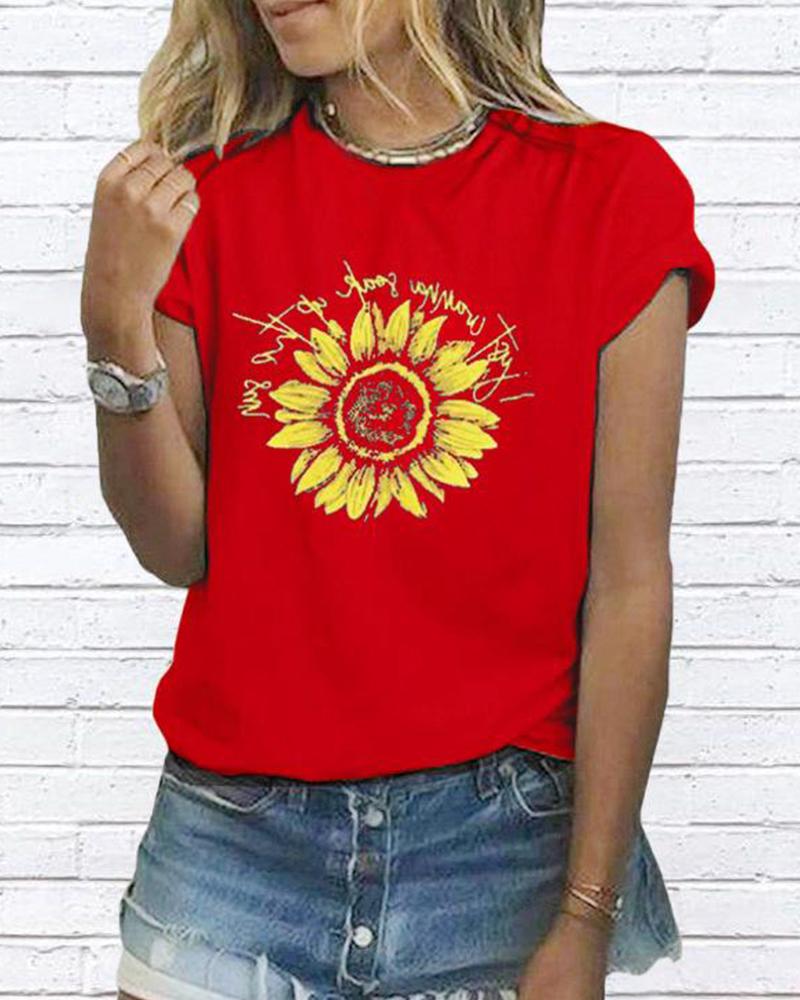 

Sunflower Print T-Shirt, Red