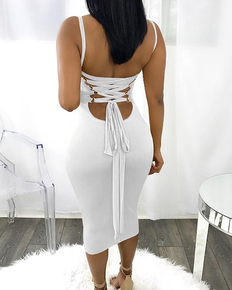 sexy bandage strappy back bodycon dress