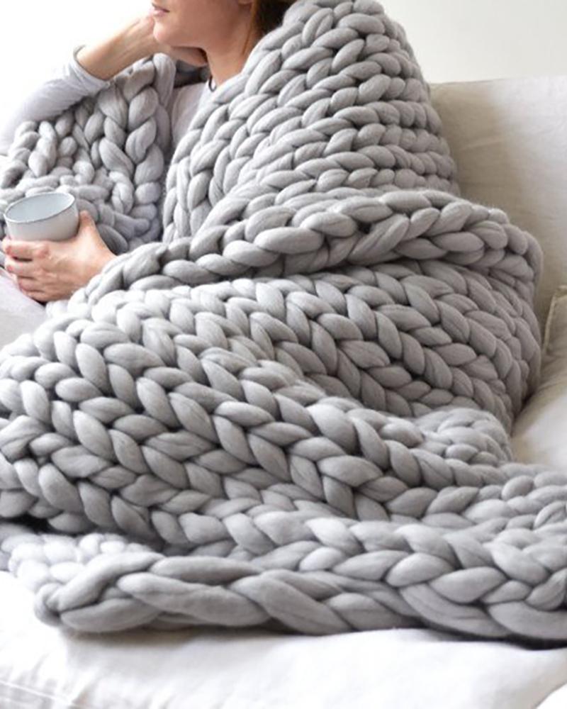 

Plain Soft Handmade Knitting Blanket, Gray