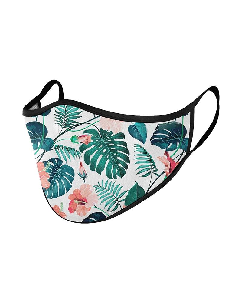 

Floral / Leaf / Bird Print Colorblock Breathable Face Mask, White