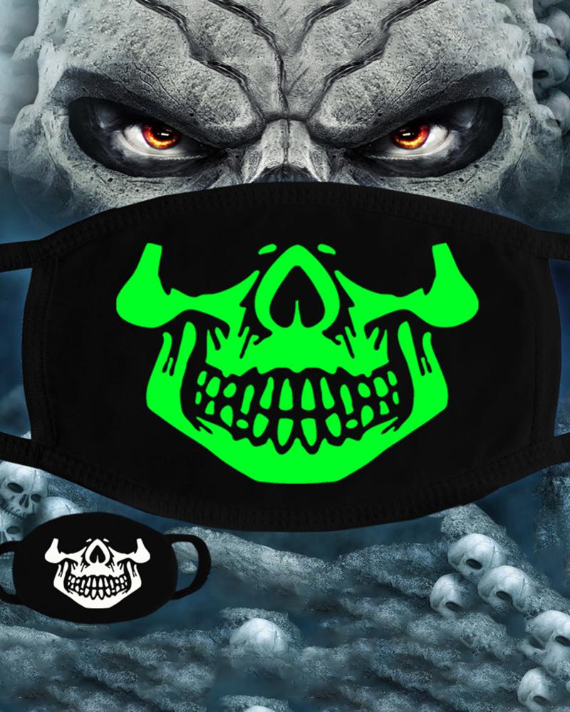 

Skull Pattern Print Ear Loop Luminous Mouth Mask, Style3