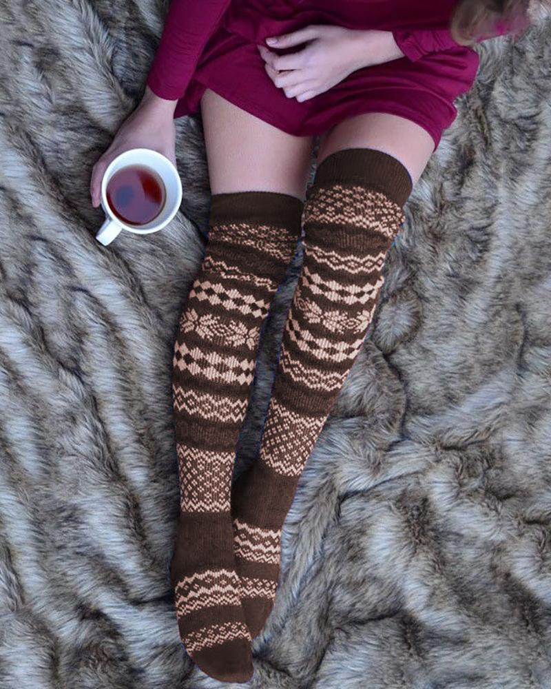

Christmas Pattern Knee Length Socks, Style4