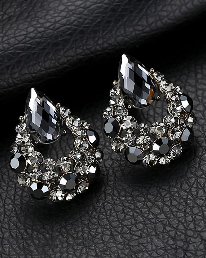 

Drop Shaped Studded Earrings, Black