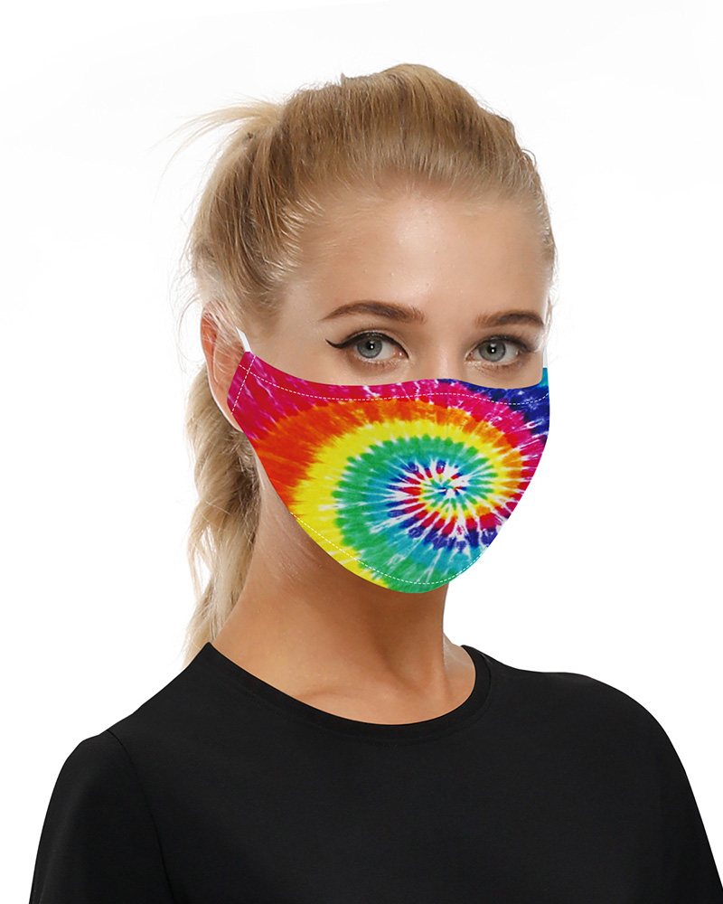 

Tie Dye Print Mouth Mask Breathable Washable And Reusable, Multicolor