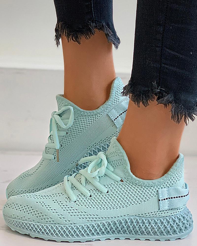 

Lace-up Knit Casual Sneaker, Blue