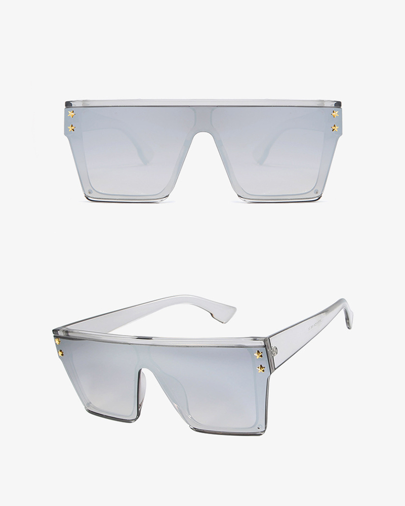 

Star Pattern Big Square Frame Sunglasses, Silver
