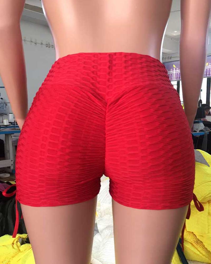 

Jacquard Yoga Shorts, Red
