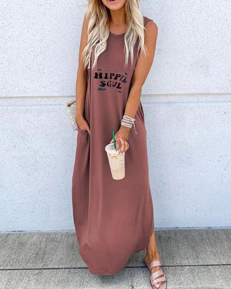 

Round Neck Sleeveless Maxi Dress, Red