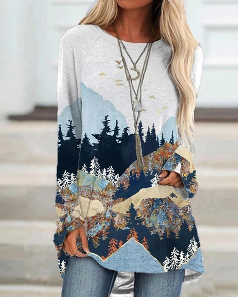 

Graphic Print Long Sleeve Sweatshirt, Style2