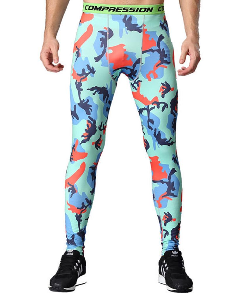 

Camouflage Print Skinny High Elastic Sporty Pants, Style2