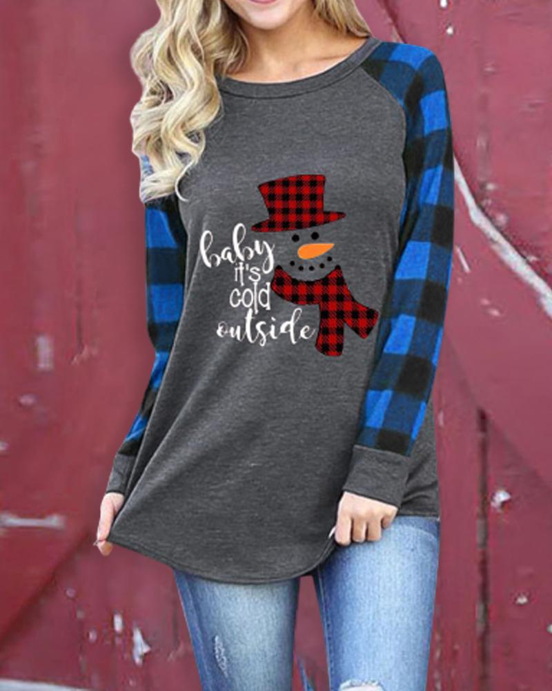

Christmas Print Long Sleeve Casual Top, Style4