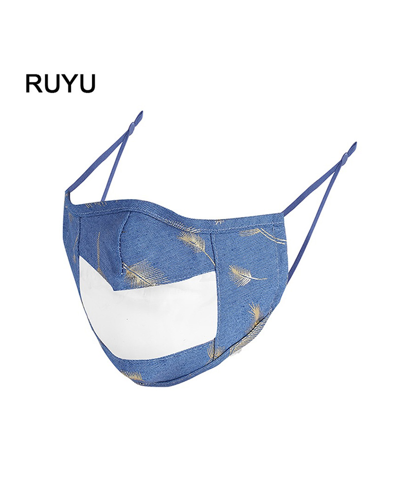 

Letter / Cheetah / Feather Print Mouth Clear Window Visible Face Mask, Style3