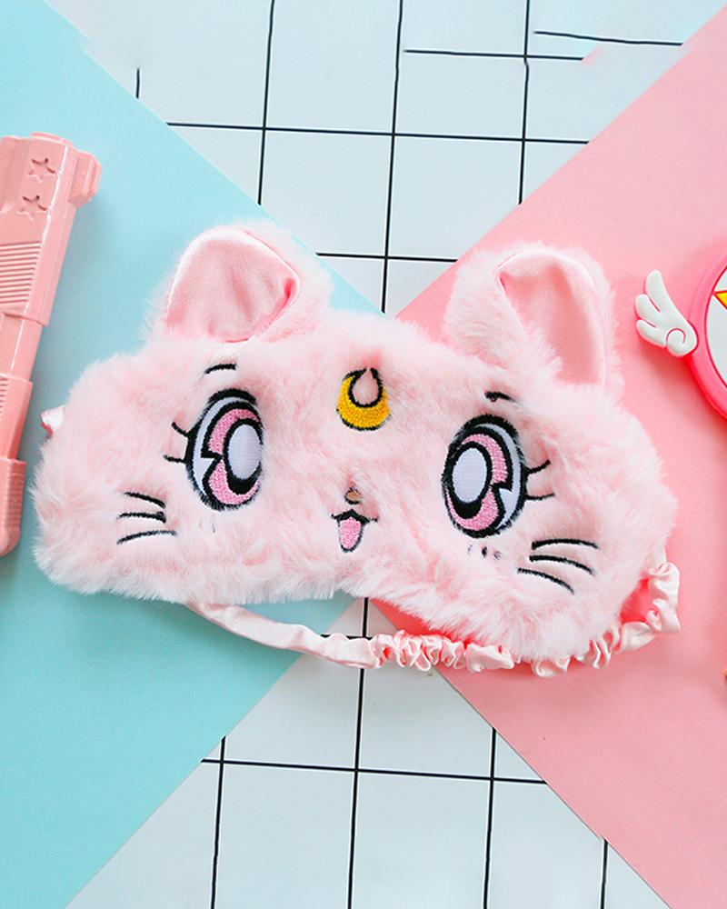 

1PCS Cartoon Pattern Fluffy Eye Cover, Pink