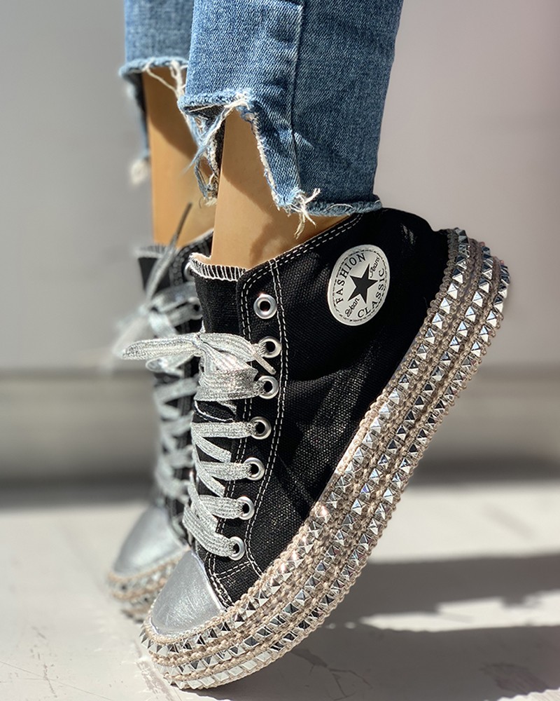 leopard rivet sneakers