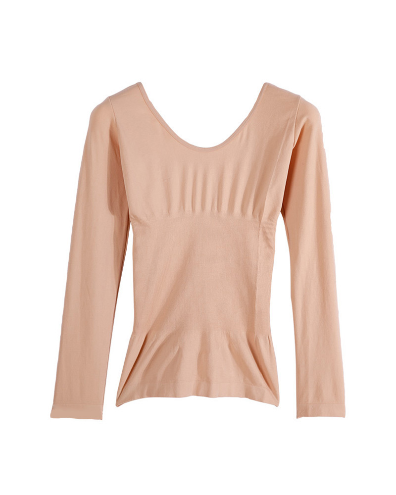 

Seamless Breathable Long Sleeve Plain Underwears, Nude