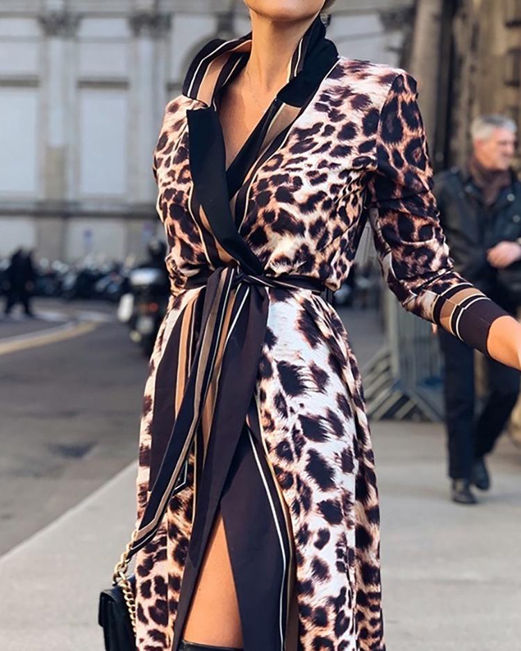 animal print long sleeve shirt dress